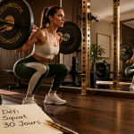 programme squat femme en salle, squat parfait devant miroir