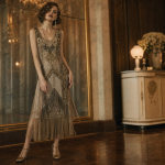 Robe année 20 Charleston Art Déco, tulle et dentelle