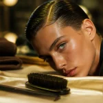 Slick back : cheveux plaqués lissés sans effet carton