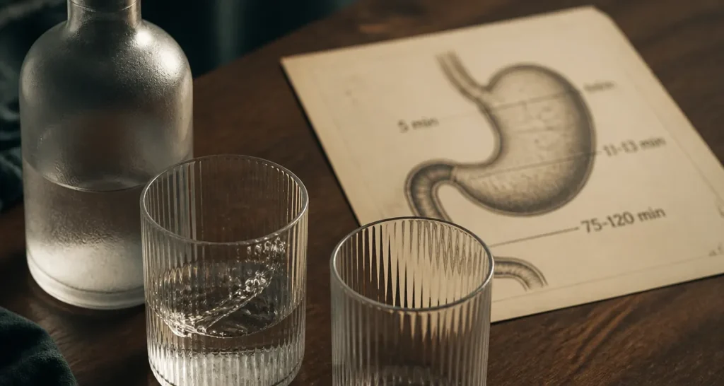 Temps de digestion de l’eau : 5 min d’absorption, 2 h d’élimination