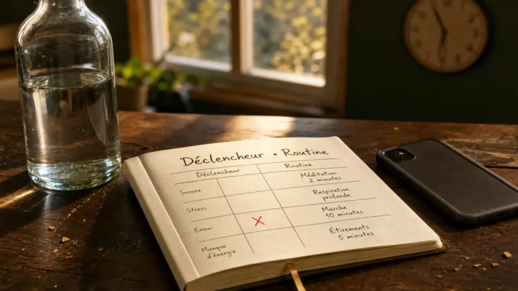 Créer de bonnes habitudes durables : déclencheur et routine sur carnet