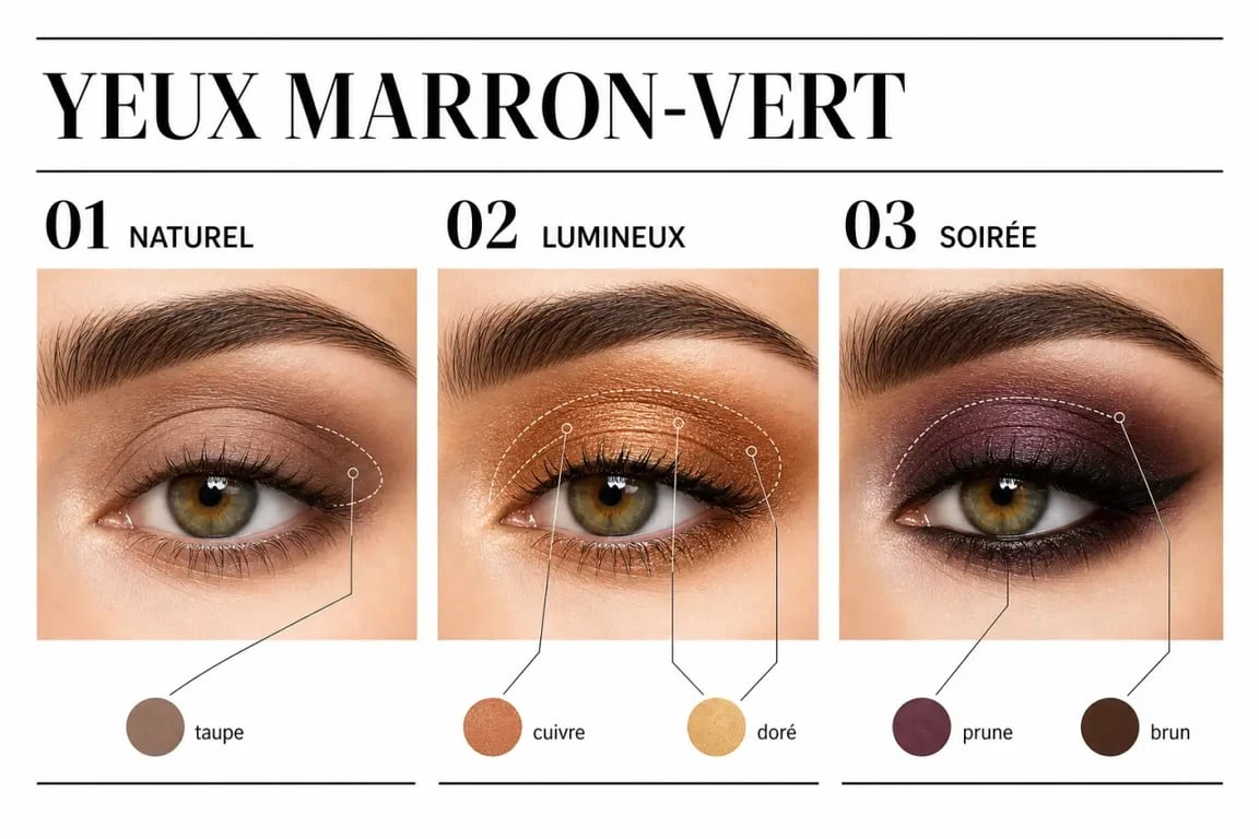Yeux marron vert quel maquillage : trois idées de maquillage pour yeux marron-vert en gros plan