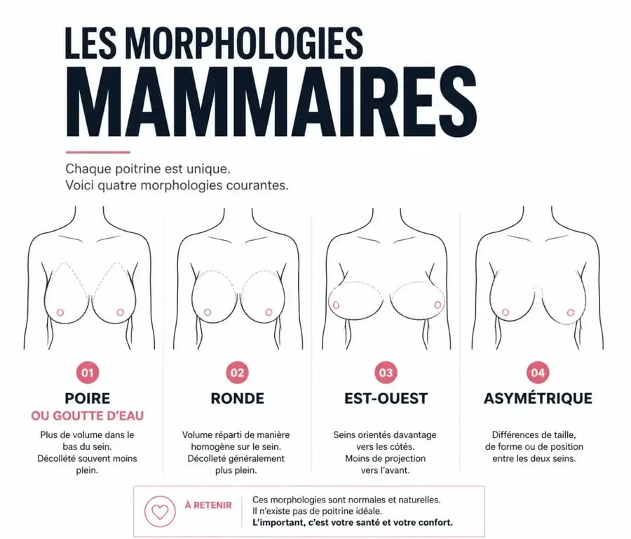 Schéma des seins en poires comparés à d’autres formes de poitrine