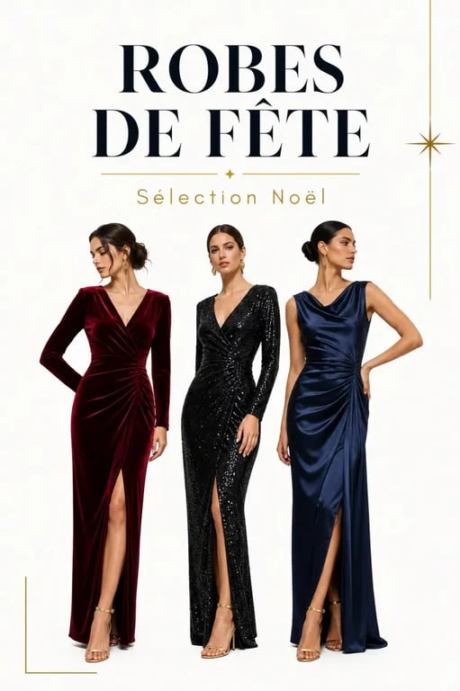 Trois idées de robe noel en velours, sequins et satin pour les fêtes