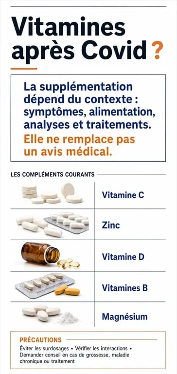 Cure de vitamines après Covid : comparaison visuelle des compléments, des précautions et des cas où un avis médical est recommandé
