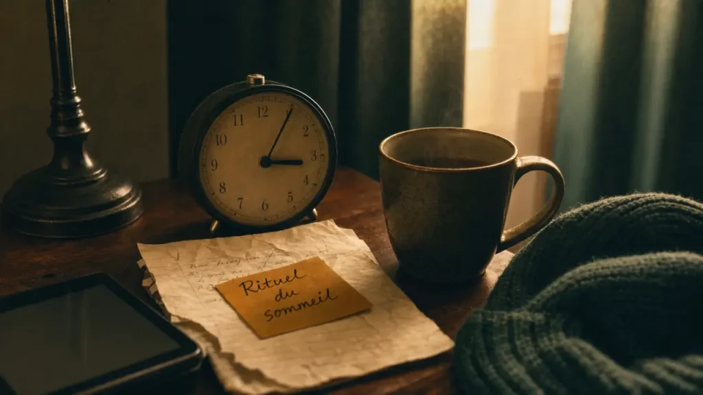 Mieux dormir: les bases, rituel du sommeil : tisane et horloge avant coucher