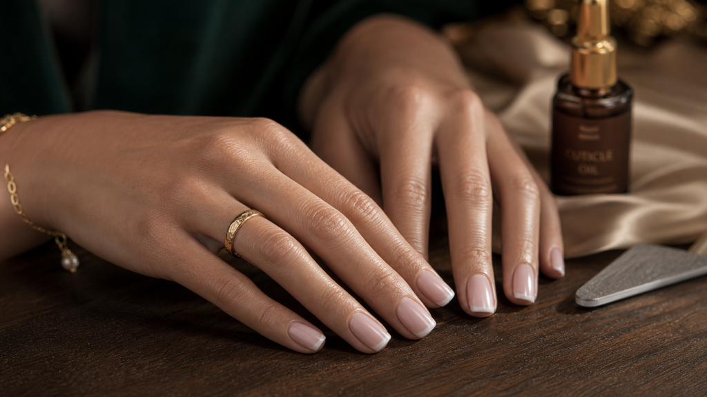 Ongle baby boomer nude dégradé fondu sans démarcation, finition brillante