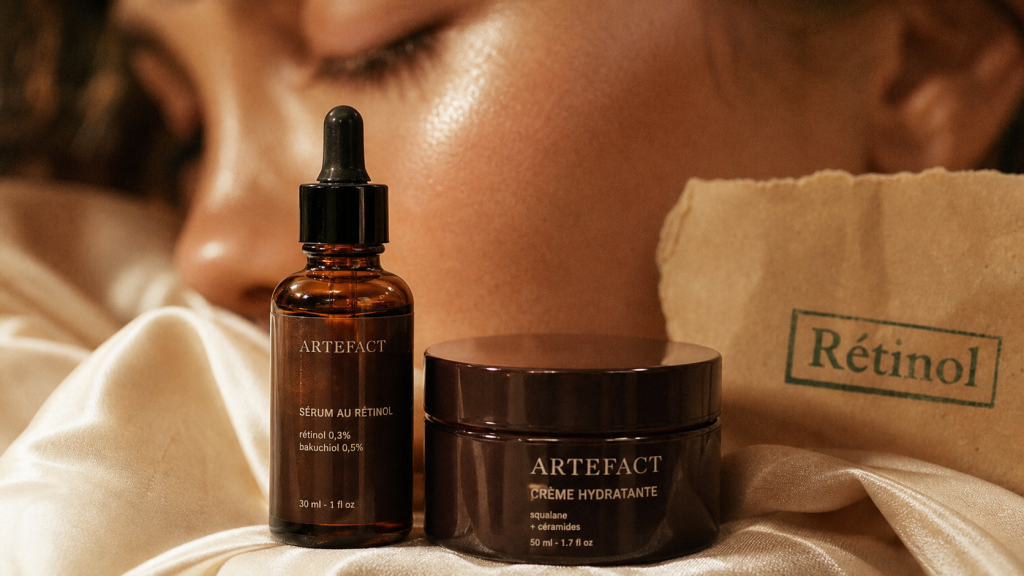 Rétinol c’est quoi : sérum au rétinol le soir, flacon ambré et crème