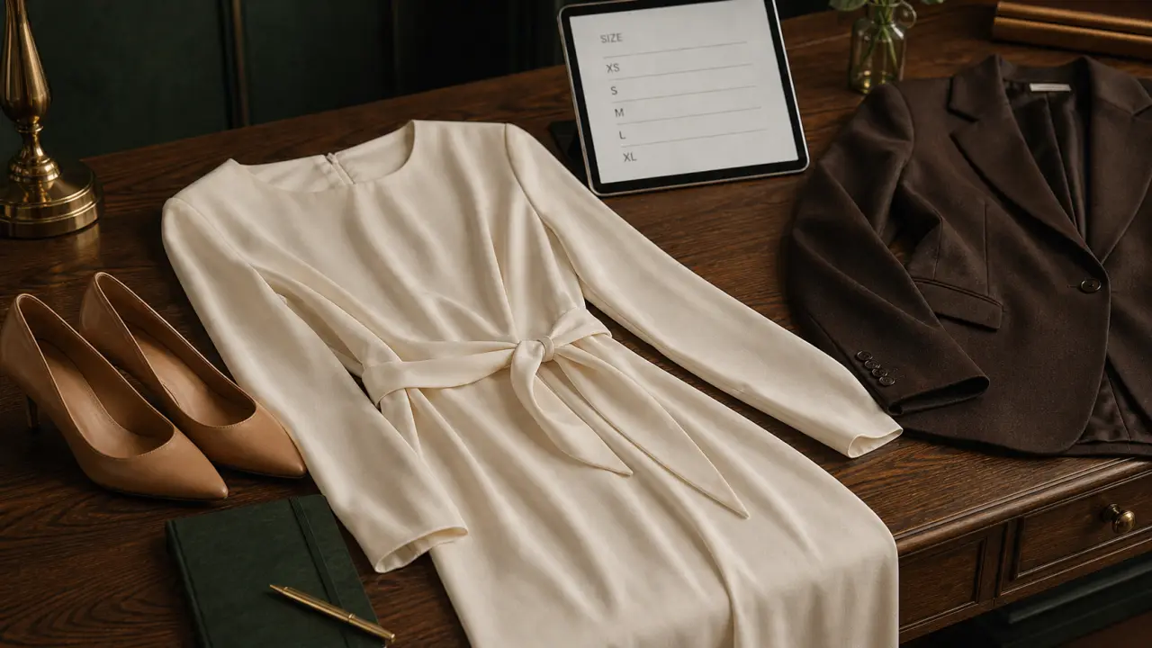 Robe business midi crème nacré portefeuille