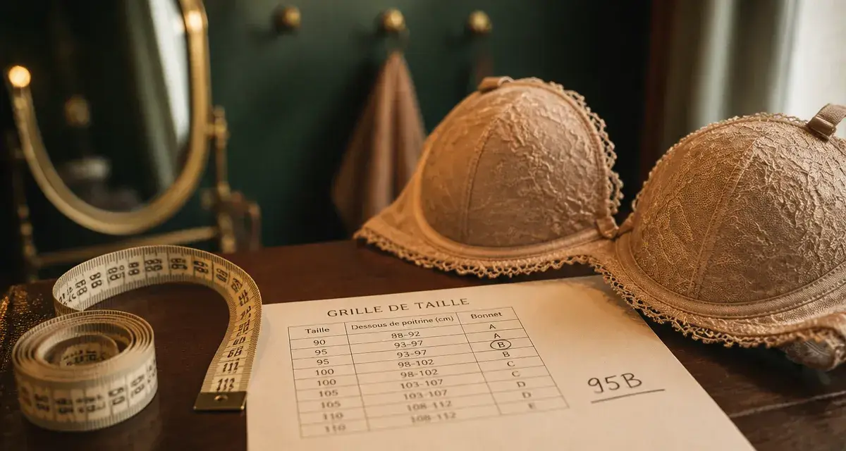 95b poitrine : mètre ruban et soutien-gorge dentelle, mesures