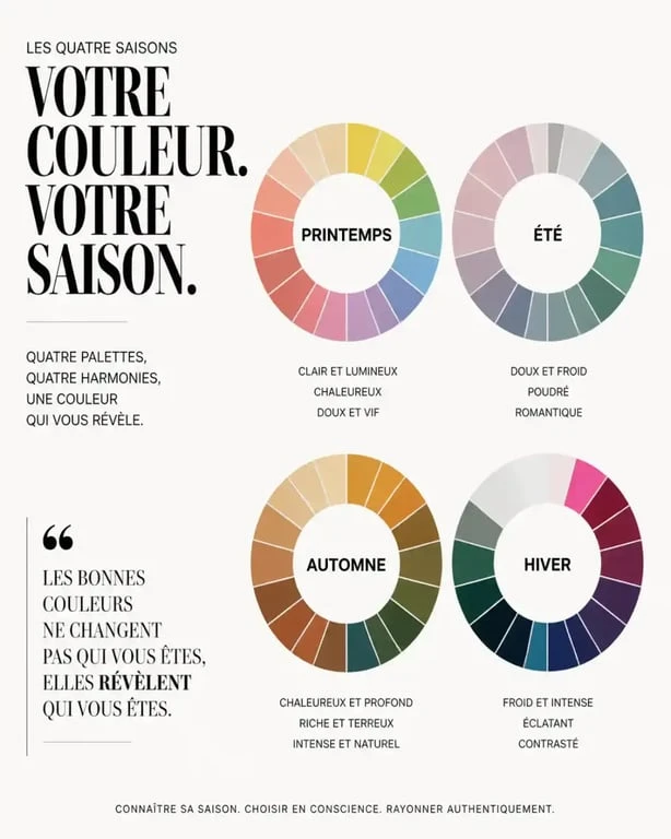 Exemple de palettes de couleurs pour un atelier colorimétrie à Paris