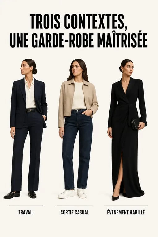 Comment s habiller : trois tenues adaptées au travail, à une sortie casual et à un événement habillé
