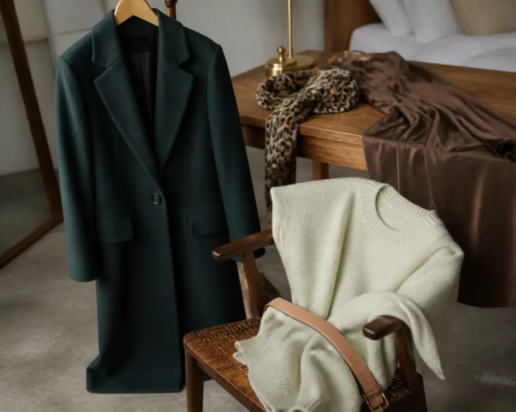 Mode hiver 2025 femme : tailoring net, vert pistache et fausse fourrure légère