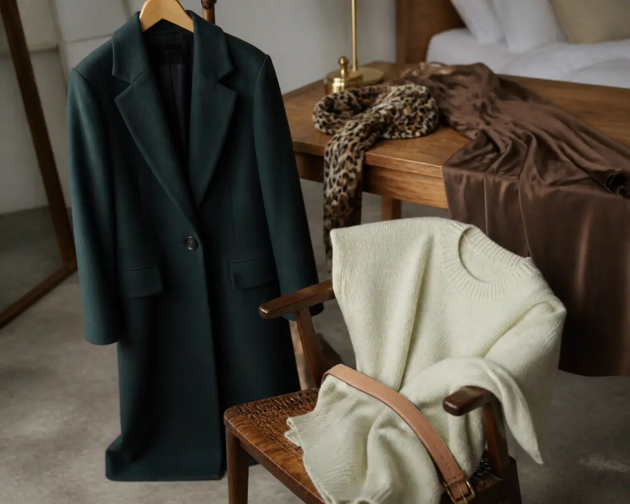 Mode hiver 2025 femme : manteau vert pistache tailoring net et fausse fourrure légère