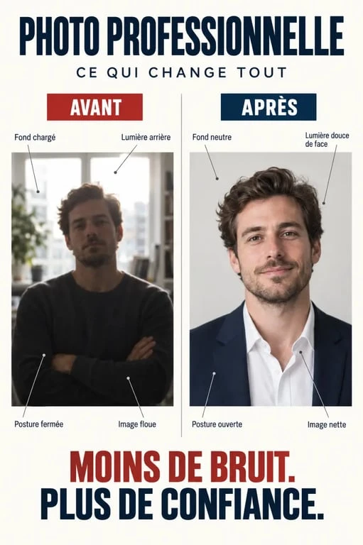 Comparaison avant après pour réussir une image professionnelle en photo