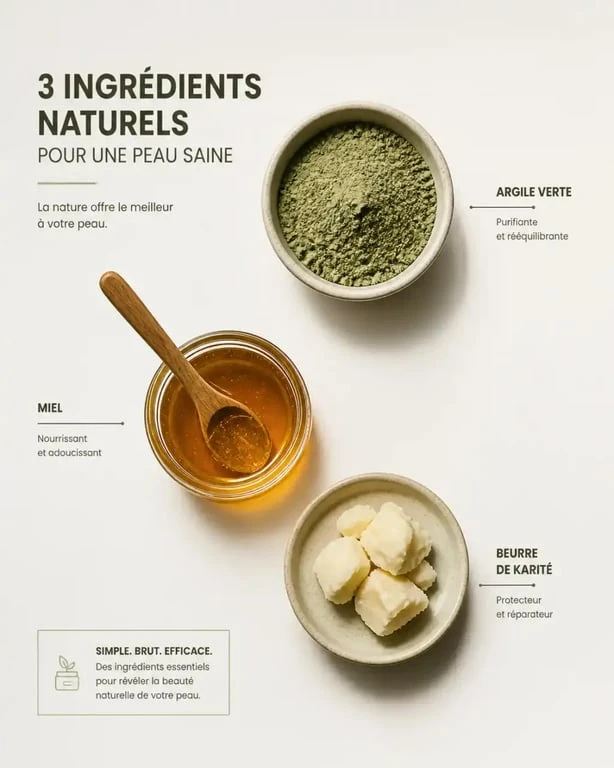 Argile verte, miel et beurre de karité pour des soins naturels maison