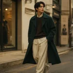 Style vestimentaire coréen à Séoul : trench long, superpositions et baskets