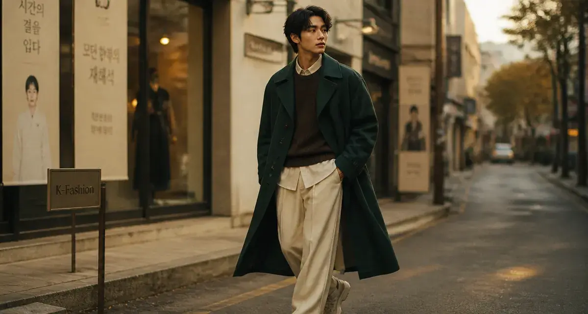 Style vestimentaire coréen à Séoul : trench long, superpositions et baskets