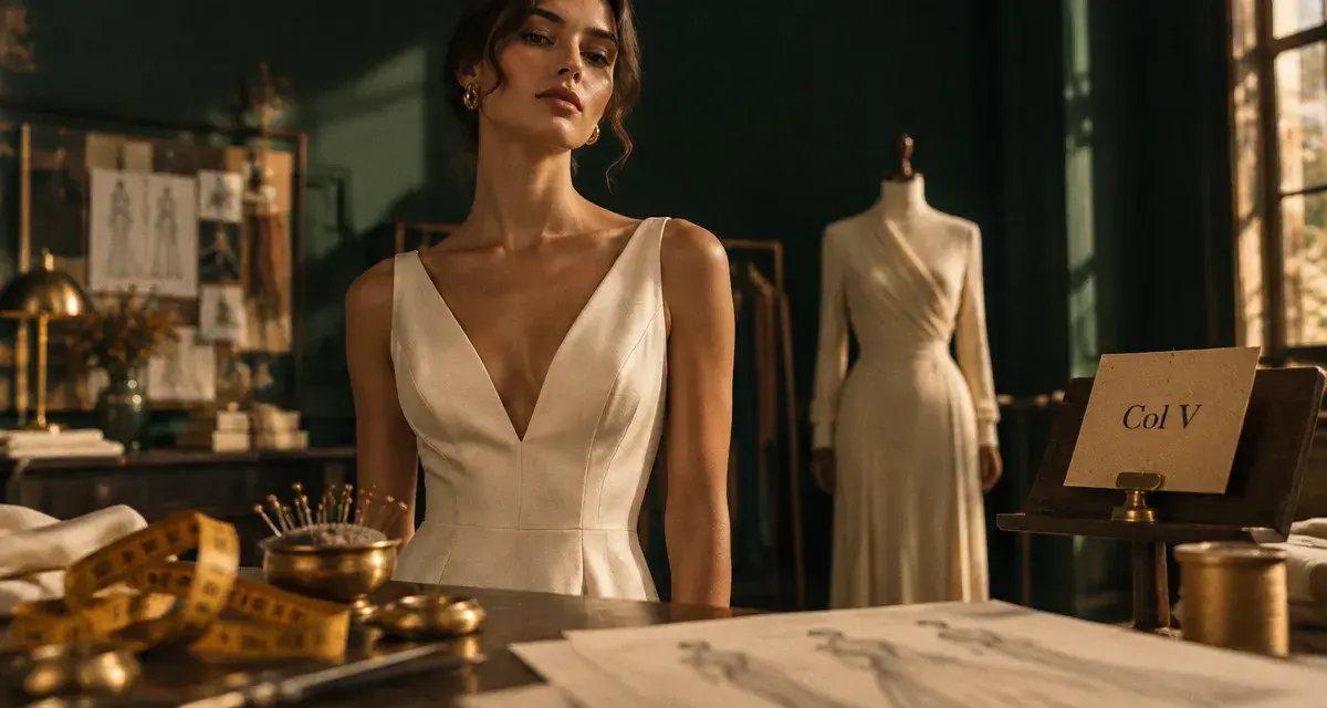 Type de décolleté V : robe col V profond en studio couture